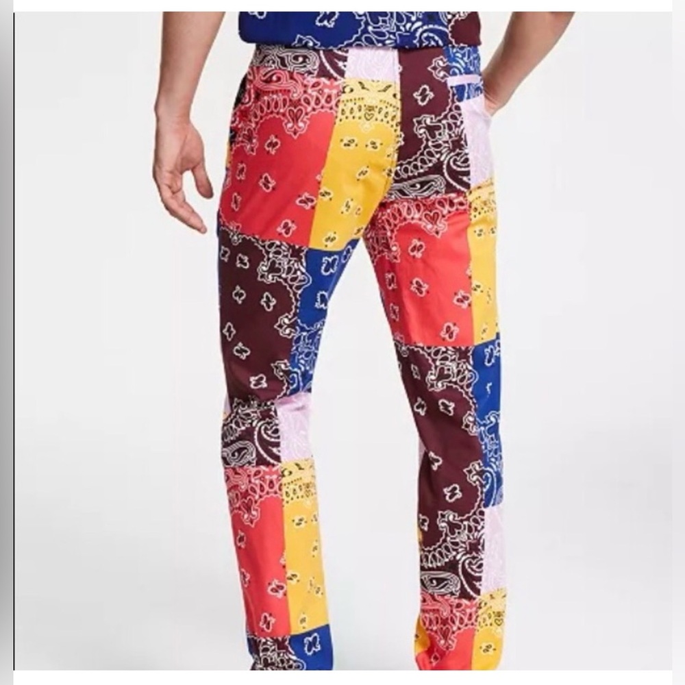 Sun + Stone Multicolor Patchwork Colorblock Bandana Print Men's Chinos Size 32